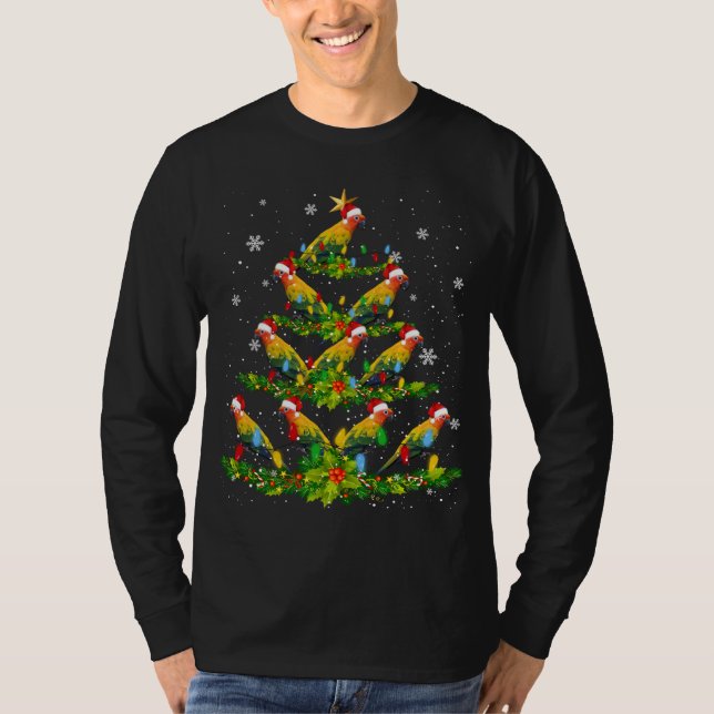 T-shirt Père Noël Sun Conure Birds Christmas Tree Lights P (Devant)