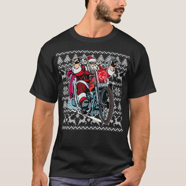 T-shirt Père Noël sur la moto vilain cadeau de Noël Sweate (Devant)