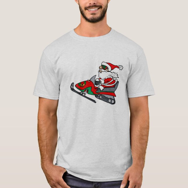 T-shirt père Noël sur le snowmobile (Devant)