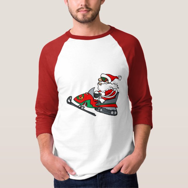 T-shirt père Noël sur le snowmobile (Devant)