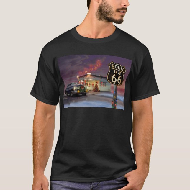 T-shirt Père Noël sur l'itinéraire 66 (Devant)