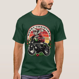T-shirt Père Noël sur moto