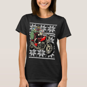 T-shirt PÈRE NOËL SUR MOTORCYCLE Drôle Mauvais Noël Hommes