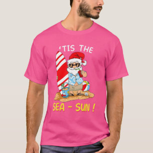 T-shirt Père Noël Surf Ball Float Tis Sea Sun Noël Dans