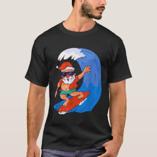 T-shirt Père Noël surfant Noël Cadeau X-mas