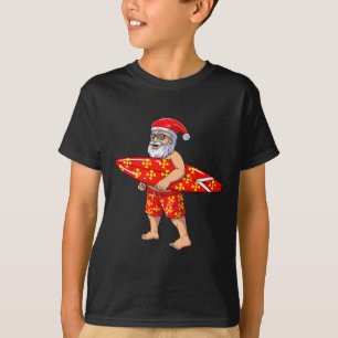 T-shirt Père Noël surfant pour Noël de surf hawaïen