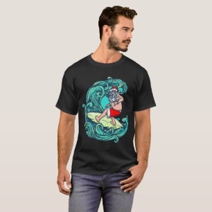T-shirt Père Noël surfe - chemise de Noël pour des surf