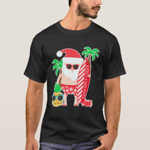 T-shirt père Noël Surfing Hawaiian Cadeau Pour Noël Famill