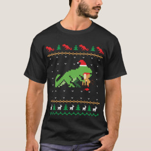 T-shirt Père Noël T-Rex Manger Dinosaure Rindeer Dinosaur
