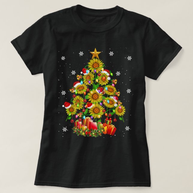 T-shirt Père Noël Tournesol Noël Arbre Lumières Père Noël  (Design devant)