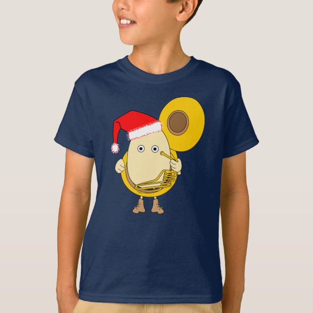 T-shirt Père Noël Tuba Player Egghead (Devant)