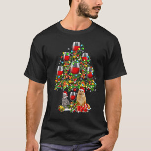 T-shirt Père Noël Vêtements De Chat Et Vins Arbre De Noël 