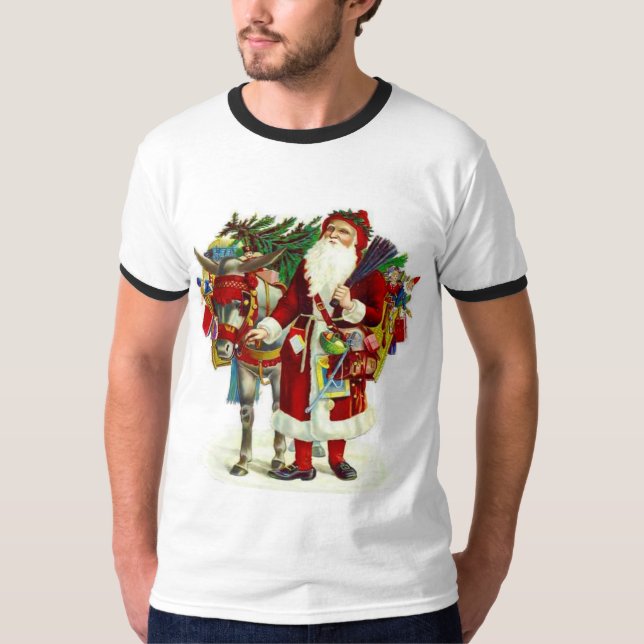 T-shirt Père Noël victorienne et âne (Devant)
