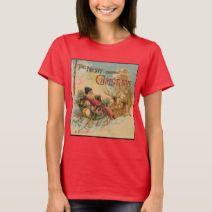 T-shirt Père Noël vintage dans son traîneau à rennes