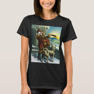 T-shirt Père Noël vintage de Noël Télescope Chien Coucher