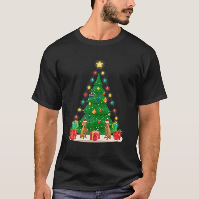 T-shirt Père Noël Vizsla Chien de Noël Arbre de Noël Drôle (Devant)