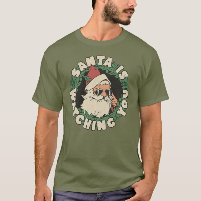 T-shirt Père Noël Vous Regarde Drôle Noël (Devant)