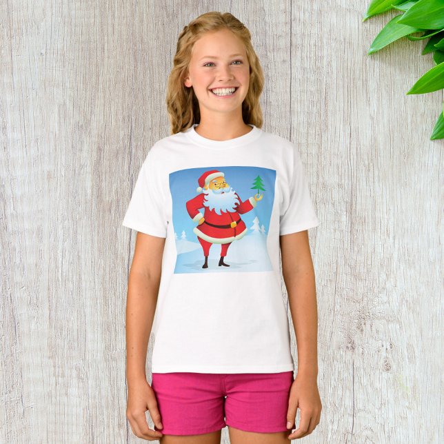 T-shirt Père Noël Whimsical avec Mini Arbre de Noël (Créateur téléchargé)