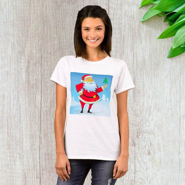 T-shirt Père Noël Whimsical avec Mini Arbre de Noël (Créateur téléchargé)
