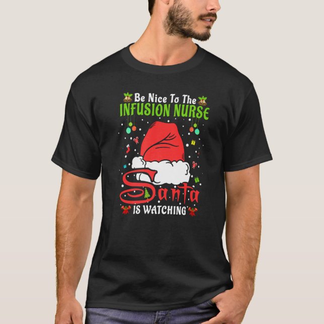 T-shirt Père Noël Xmas Pajamas Soyez Gentil À L'Infusion I (Devant)