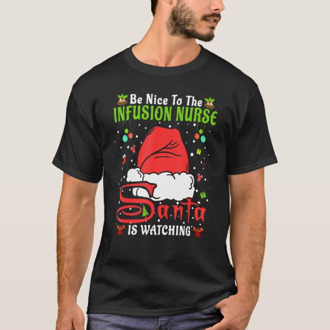 T-shirt Père Noël Xmas Pajamas Soyez Gentil À L'Infusion I (Devant)