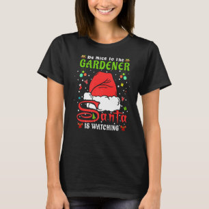 T-shirt Père Noël Xmas Pajamas Soyez Gentils Avec Le Jardi