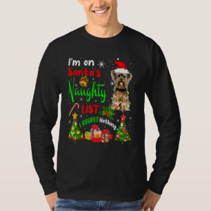 T-shirt Père Noël Yorkshire Terrier Je suis sur la liste d