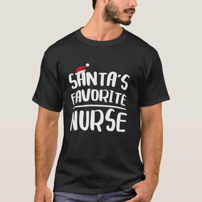 T-shirt Père Noël's Favori Nurse T Shirt Nurse Christmas S (Devant)