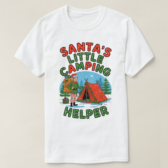 T-shirt Père Noël's Little Camping Aider Christmas Elf Des (Design devant)
