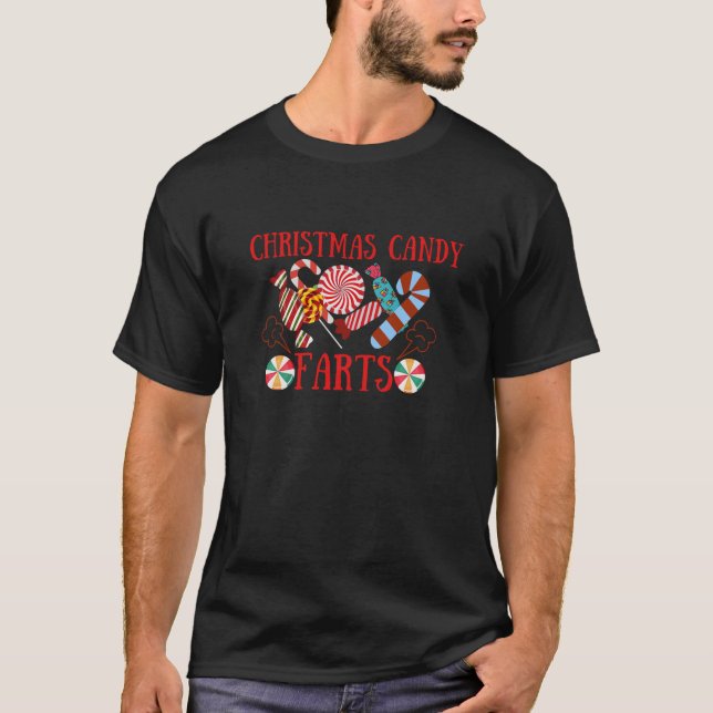 T-shirt Père Noël's Noël bonbon pisse longue tenue T chemi (Devant)