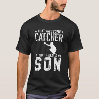 T-shirt Père receveur de baseball fier père receveur de ba