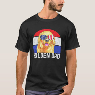 T-shirt Père Retriever Doré Patriotique Drôle Vintage Amer