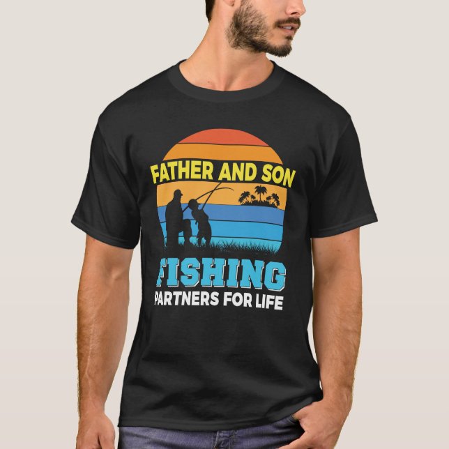 T-shirt Père Son partenaires de pêche Pêcheur Fisher Papa (Devant)
