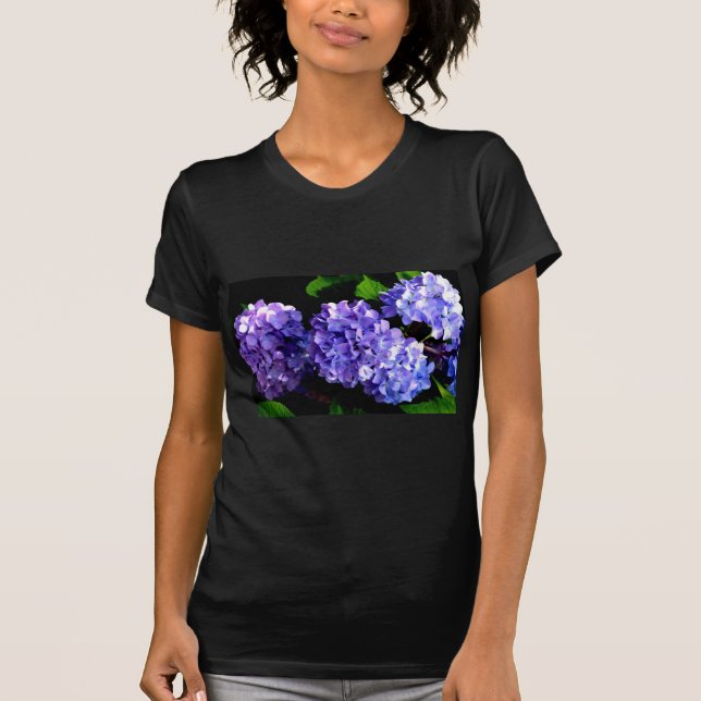 T-shirt Périwinkel hydrangeas violet bleu fleur floral (Devant)