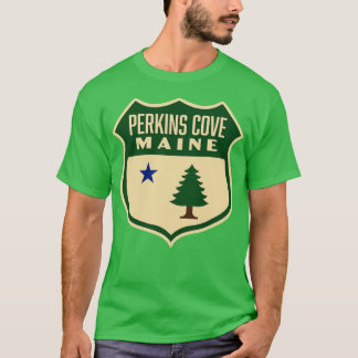 T-shirt Perkins Cove Maine Retro Pine Tree Shield Vert