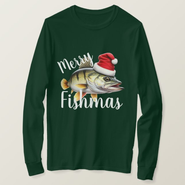 T-shirt Perle "Merry Fishmas" Noël laid (Design devant)