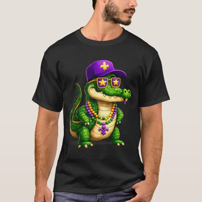 T-shirt Perles de Fun Alligator Mardi Gras Célébration de  (Devant)