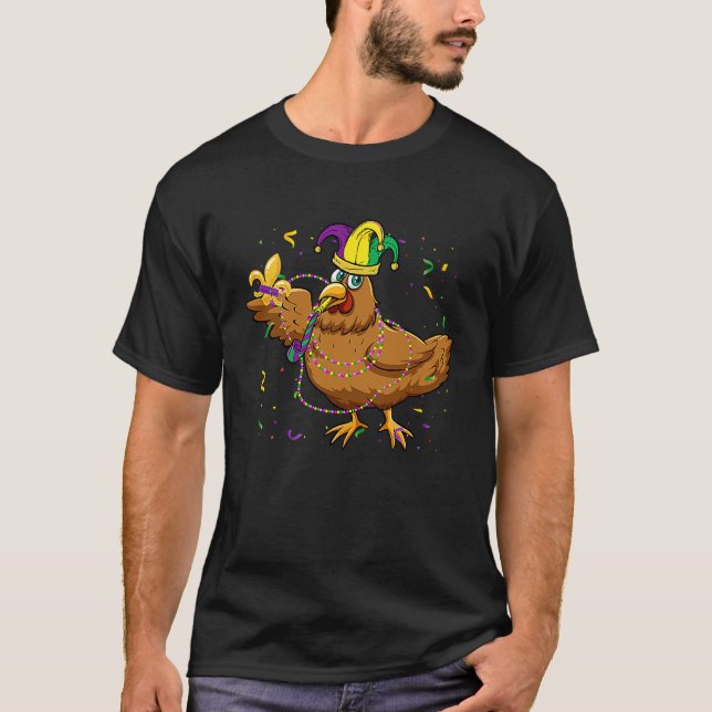 T-shirt Perles de poulet Jester Mardi Gras Homme d'élevage (Devant)