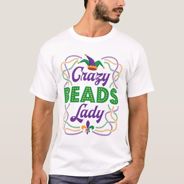 T-shirt Perles folles Lady Mardi Gras Perle Lover (Devant)