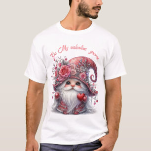 T-shirt Perles rouges argent moderne valentine gnome