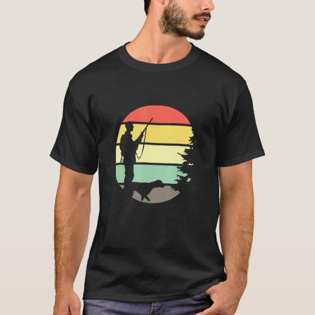 T-shirt Permis de chasse Retro Chasseur de coucher de sole (Devant)