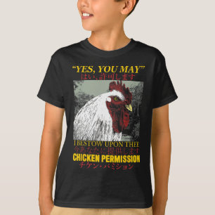 T-shirt Permission de poulet Coq japonais vintage _1