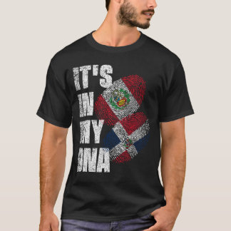 T-shirt Pérou Et Dominicain Mélanger L'ADN Drapeau Patrimo
