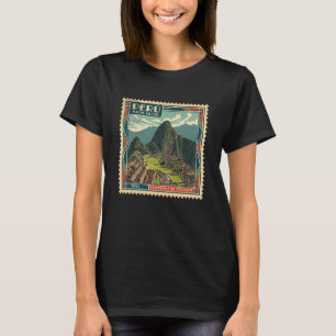 T-shirt Pérou Machu Picchu 1955 Timbre Postal Vintage Rétr