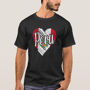 T-shirt Pérou pour hommes Drapeau du cœur péruvien pour fe