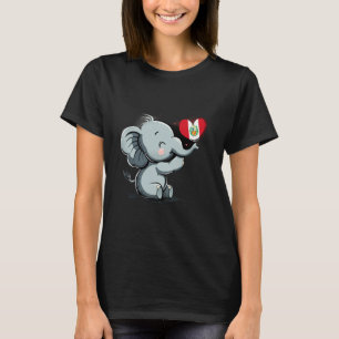 T-shirt Pérou Racines Péruviennes Éléphant Mignon Cœur Fie