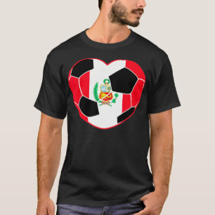 T-shirt Pérou Soccer Ball Heart Jersey Football péruvien