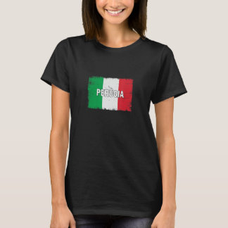 T-shirt Pérouse Italie Ville Avec Drapeau Italien