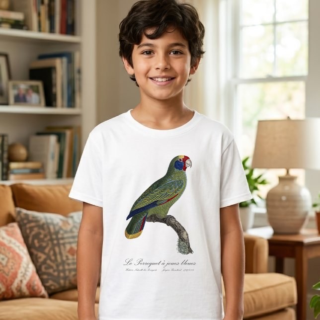 T-shirt Perroquet à queue rouge, Amazona Brasiliensis (Red-Tailed Parrot Amazon, Amazona Brasiliensis. Boy Basic White T-Shirt)