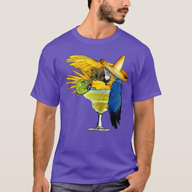 T-shirt Perroquet amusant dans Margarita Boire du verre (Devant)
